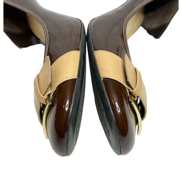 Franco Sarto brown and tan block heel round toe pumps size 9.5 - Picture 9 of 15